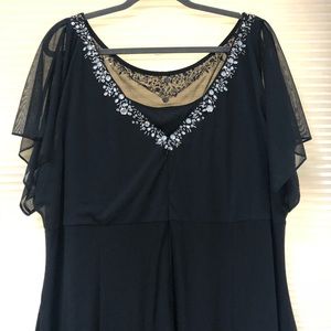 Black evening dress with embellished collar
